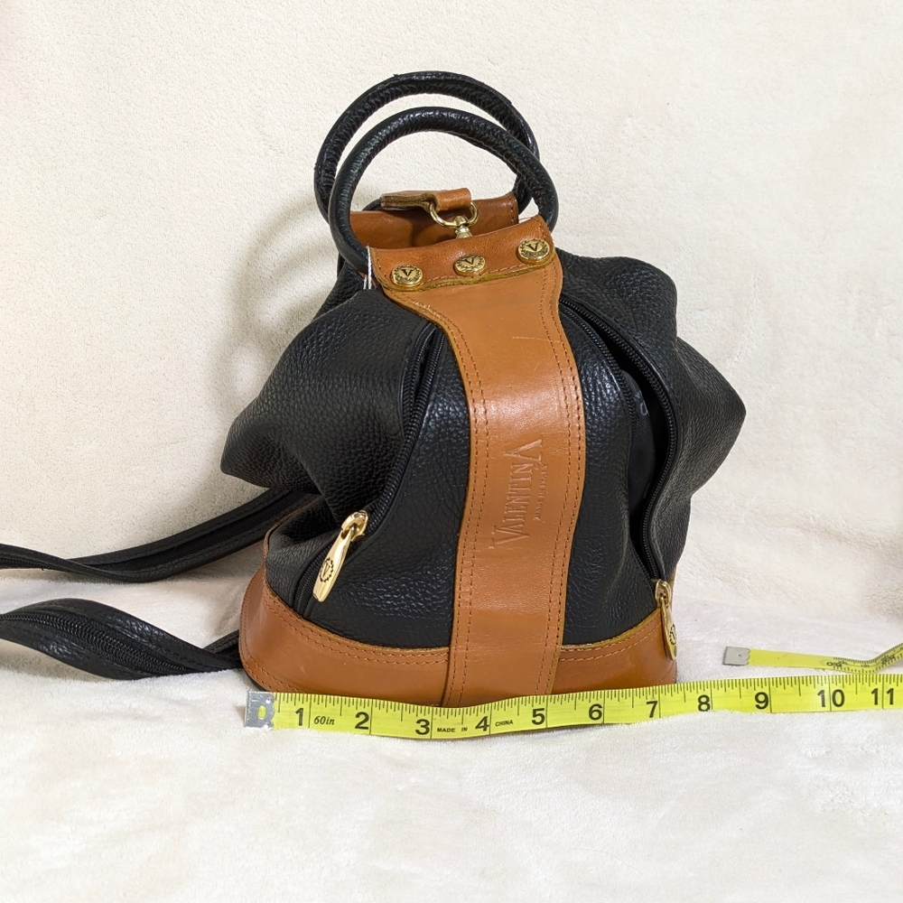 Valentina Convertible Black Brown Leather Shoulder Crossbody Sling Backpack‎ - Picture 9 of 16